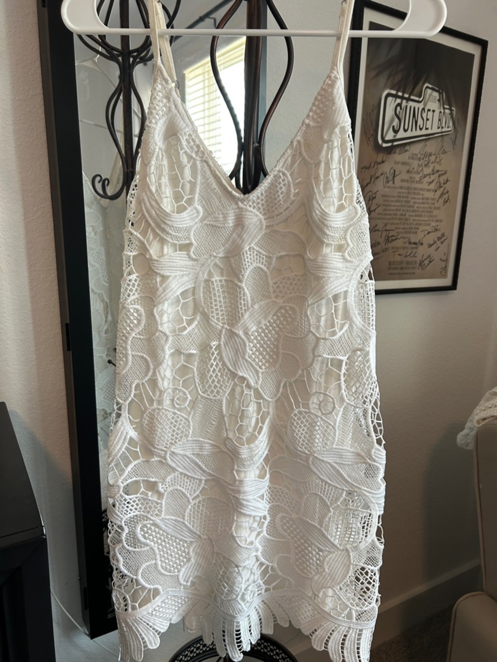 Express White Lace V-Neck Slip Dress